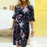 Floral Printed Dress Women Summer Sundress ZANZEA Bohemian Short Sleeve Cotton Knee-length Vestidos