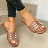 Women Slippers Beach Summer Shoes Women Slip on Bling Gold Flat Slides 2021 New Outdoor Shoes Female Casual Sandals Plus