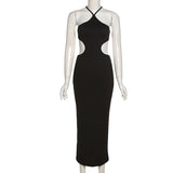 hirigin Lace Up Strap Hollow Out Midi Dress Side Slit Backless Bodycon Sexy Streetwear Party Club Elegant 2022 Summer