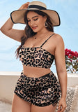 Solid Cover Up Skirt Plus Size Three Piece