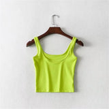 Trendy Women's Vest With Sexy Solid Color Wears A New Summer Sleeveless Blouse With High Waist And Navel Suspenders.-Outfit