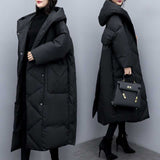Winter Dress New Large-Size Korean Version Of Loose Long Over-Cheek Black Down Cotton Coat Women