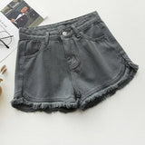 Sexy Tassel Women Denim Shorts Fashion Summer Slim Korean Chic Girl Ankle-Length Pants Black Jeans Washed Street Wear