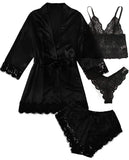 New Ladies Pajamas Four-Piece Sexy Sling Skirt Set Home Lace Pajamas