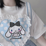 Harajuku T Shirt Sky Blue Japan Print Loose Short Sleeve T Shirt Anime Tops Women Fashion Clothing T Shirt for