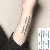 Water Transfer Tattoo Sexy Black Letter Lifeline Tattoo Body Art Waterproof Temporary Fake Flash Tattoo for Man Woman