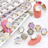 Lanziter 8*8mm 10pcs Kawaii Crystal Nails Art Decoration Rhinestones Parts Glass Claw Hexagon Charms Supplies For