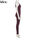 Kliou One Shoulder Sexy Cut Out Rompers Womens Jumpsuit 2021 Streetwear Solid Backless Active Wear Skinny Slim Jumpsuits