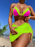 Woherb New 2024 Three-Piece Patchwork Bikini Women's