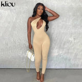 Kliou One Shoulder Sexy Cut Out Rompers Womens Jumpsuit 2021 Streetwear Solid Backless Active Wear Skinny Slim Jumpsuits