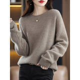 Round-Neck Cashmere Sweater Women's Woolen Woolen Woolen Sweater In Autumn And Winter