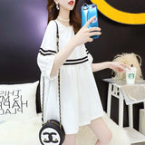 Women Striped Ruffles Baggy Harajuku Kawaii Mini Stylish Short Sleeve Hot Sale Summer Female Dresses Ins New Young