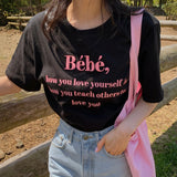 Woherb Korean Chic Summer New Embroidery Stereo Letter Casual Simple Age Reduction Round Collar Short Sleeve Versatile T-Shirt-Outfit