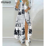 Women Casual Shirt Dress Fashion Printing Loose Button Shirt Irregular Maix Dress For Women-Outfit