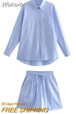 2023 Summer Women Striped 2 piece sets Suits Casual Loose Shirts Tops and Shorts Female Fashion Street Suit Clothing-Outfit