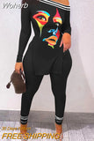 Of Two Fashion Pieces For Women Long Sleeve Slit Letter Print Top & Skinny Pants Set Daily Tracksuit FreteGratis-Outfit
