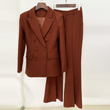 Star Fashion New Double Buckle Suit Jacket Horn Trousers Set Two
