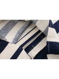 Women Chic Stripe Printed Hollow Out Robe Elegant Front Buttons Short Sleeve Ruffles Draped Dresses 2023 Fashion Female Vestidos-Outfit
