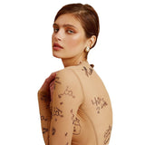 Woherb Summer New Women's Round Collar Long Sleeve Fashion Mesh Perspective Sexy Slim Jumpsuit Woman-Outfit