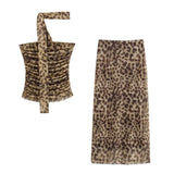 Summer New Women's Animal Patterned Mesh Tsets + Half-Dress Two