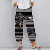 Cute Cartoon Print Women's Pants 2021 Spring Casual Elastic Waist Trousers Oversize Loose Beach Wide Leg Pants Plus Size