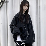 Hat Hoodies Harajuku BF Style Black Hip-hop Chic Teens Sweatshirts Autumn Trendy All-match Daily Simple Womens Streetwear