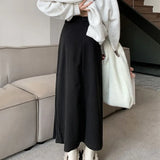 Vintage Pleated High Waist Skirt Women Autumn College Style Suit A-Line Skirt Woman Back Zipper Mid Length Skirts Female-Outfit