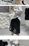 2022 Summer Men Shorts Black Pants High Waist Goth Punk Casual Baggy Sweatshorts Streetwear Y2k Elastic Waist Cargo Male