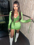 Kliou Hipster Y2K Two Piece Set Women Skirt Undefined Lengthen Ribbons Sexy Cleavage Top+Tie Dye Cut Out Slim Female