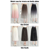 Women Elastic Waist Gradient Pleated Midi Skirt Elegant Reversible Wearable A-line Skirt for Summer Spring QT2102-Outfit