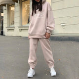 Heart Print Hoodie Women's Tracksuit Set Woman Casual 2 Piece Sets Pants And Sweatshirt 2021 Winter Autumn