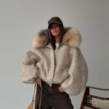 New Women's Autumn And Winter Lead Cute Bear Pattern Lamb Plush Jacket Jacket