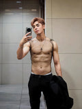 Woherb Sexy Men's T-Shirt Half Vest Top Transparent See-Through Versatile Fishing Net Nightclub Show Grid