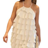 Woherb 2023 New Pure Desire Wind Sexy Temperament Sleeveless Design Sense Flounce Cake Skirt-Outfit