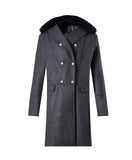 Men's Casual Large Wool Collar This Coat Solid Color Double Buckle Men's Coat To Keep