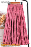 High Waist Solid Color Pleated Skirts Women's Mid-length Casual Skirt For Spring Summer QT1814-Outfit