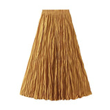 Luxury Light Pressure Folded Skirt Women's Spring And Autumn New Station Big Swing Thin Folded A Skirt