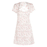 hirigin Fashion Women Short Sleeve Wrap Boho Floral Mini Dress Ladies Summer Holiday Party Sundress Female