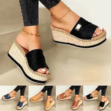 Women Wedges Slippers 2021 Fashion Platform High Heels Slippers Mules Casual Outdoor Beach Slides Flip Flops