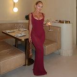 Women's New Fashion Temperament Repair Stitching Sexy Net Bare Back Slings Long
