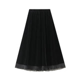 Folded Skirt Dress 2025 Autumn And Winter New Black High-Waist Temperament 100 Folded Half Skirt