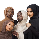 Muslim Women Crinkle Hijab Scarf Soft Solid Cotton Head ScarvesTurban Shawls and Wraps hijab femme musulman