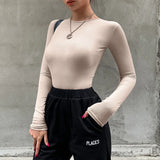 Woherb Thin Women's New Fashion Long-Sleeved Round Collar Slim Versatile Jumonessuit-Outfit