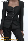 Women Autumn Slim Blazers Suit Coats 2023 Casual Fashion Heart-shaped Collar Female Elegant Street Blazer Outerwear-Outfit