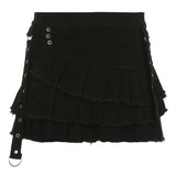 Woherb Street Personality Chicken Eye Low Waist Skirt 2023 Spring / Summer New Hot Girl Style-Outfit