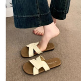Soft Base Without Tired Feet Cross Word Drag Summer New Fairy Style With Skirt Flat Beach