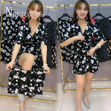 New Korean Summer Chiffon Women Sets Korean Slim Tops And Shorts Female