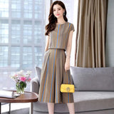 Summer Women Sets Short Sleeve T Shirt And Wide Leg Pants Female