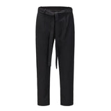 Soild Gray Black Straight Suit Pants Mens Sashes Oversize Loose Casual Track Pants Hip Hop Baggy