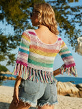 Rainbow Crochet Islander Tassel Crop